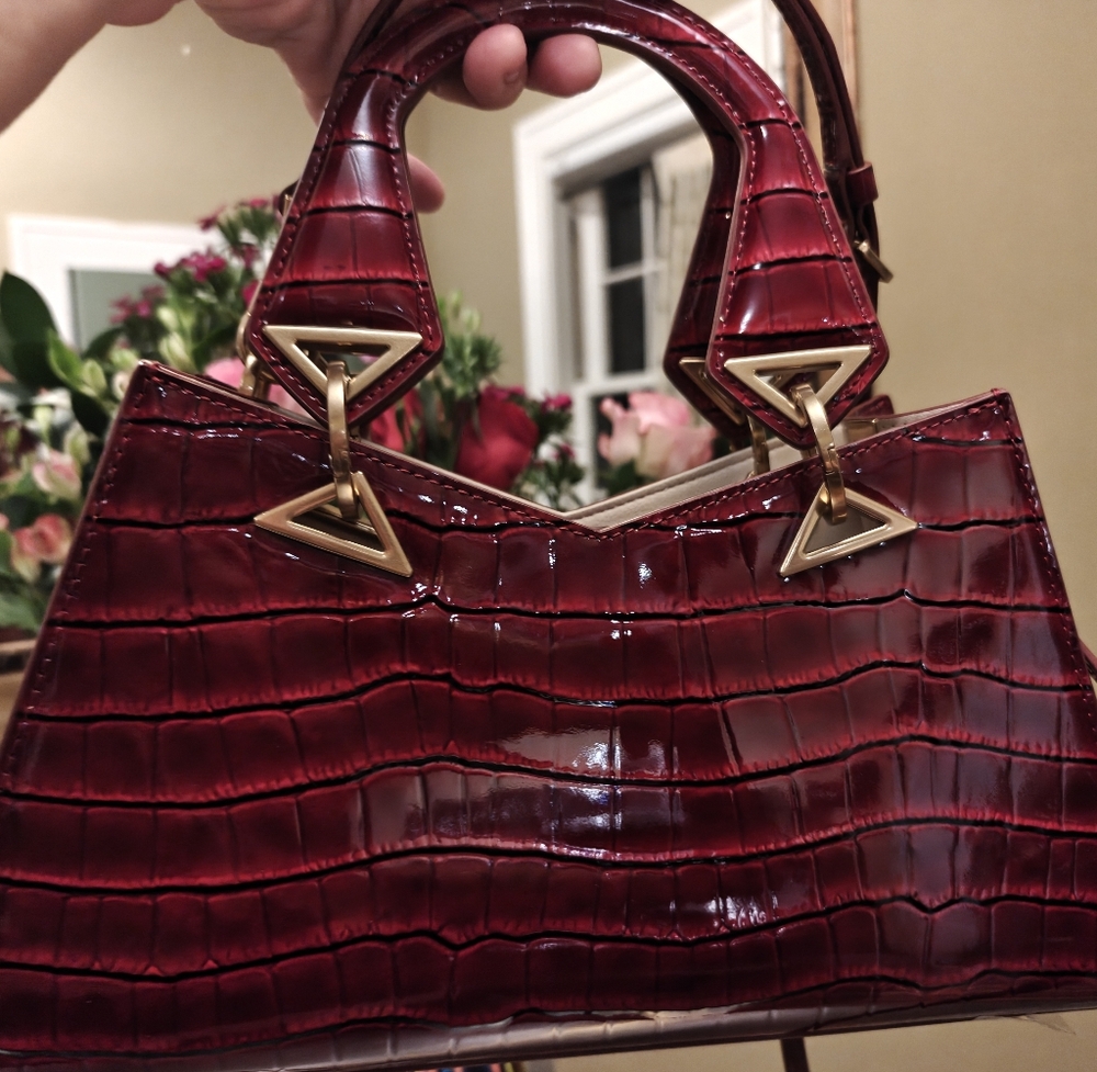 Mac Duggal Croc Crossbody Handbag New